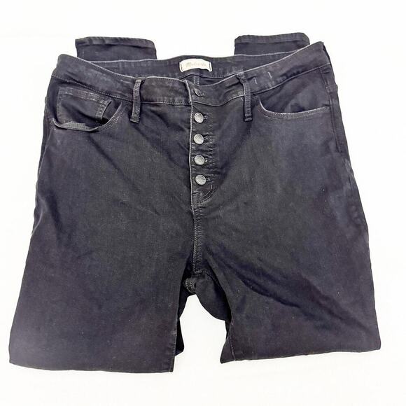 Madewell 9" Mid-Rise Skinny Button Front Black Denim Jeans Size 34 - Picture 8 of 10